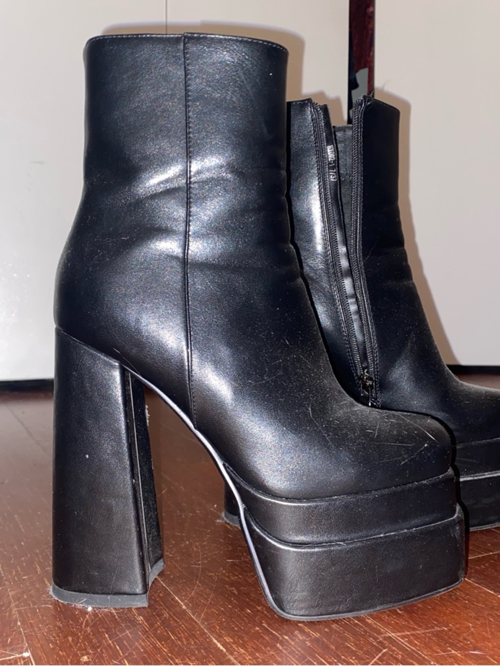 Classic Black Platform Ankle Boots with Chunky Heel